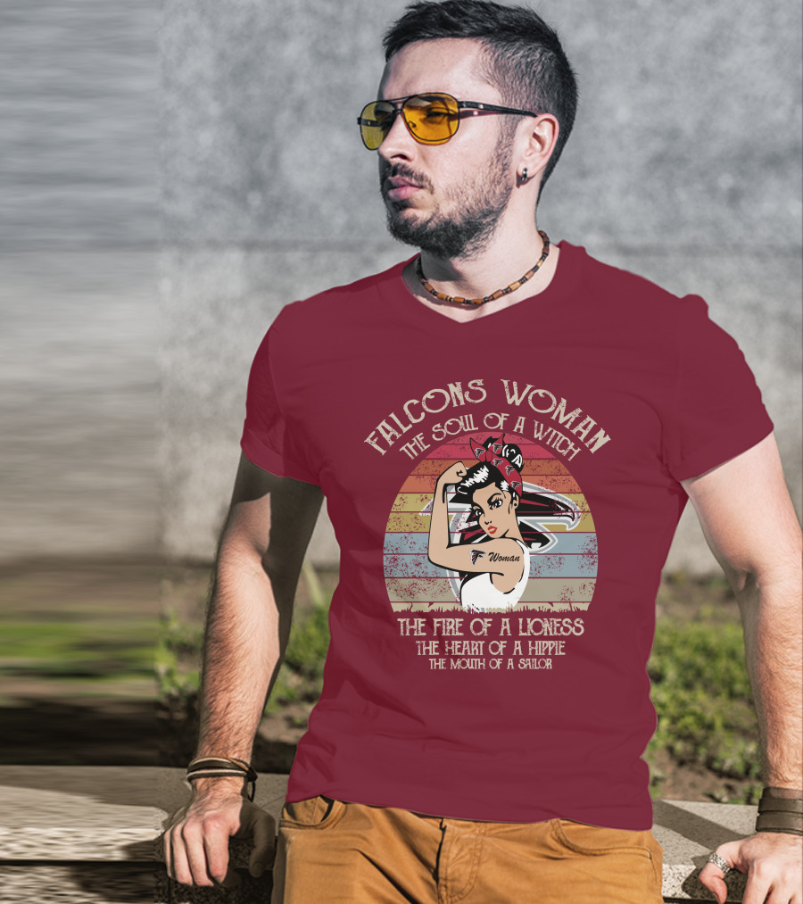 Falcons Woman The Soul Of A Witch The Fire Of A Lioness The Heart Of A Hippie The Mouth Of A Sailor T-Shirt