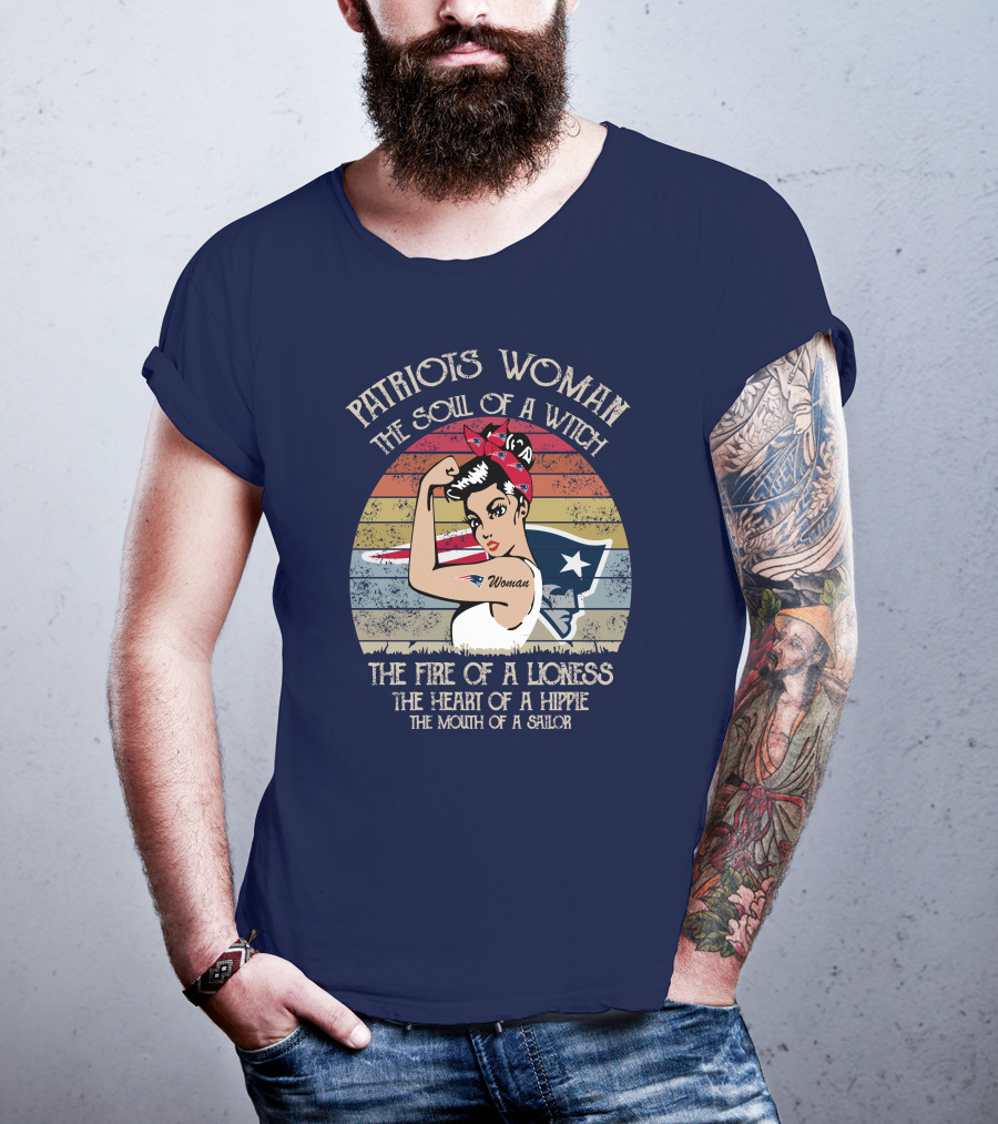 Patriots Woman The Soul Of A Witch The Fire Of A Lioness The Heart Of A Hippie The Mouth Of A Sailor T-Shirt