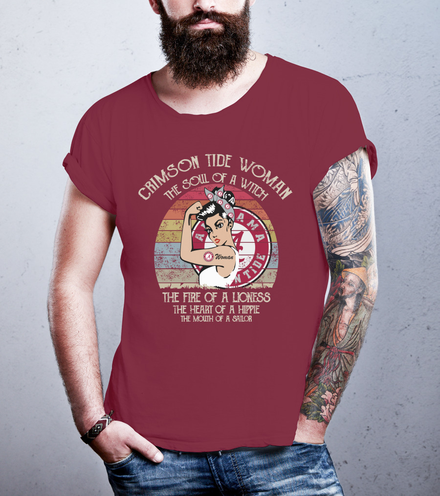 Crimson Tide Woman The Soul Of A Witch The Fire Of A Lioness The Heart Of A Hippie The Mouth Of A Sailor T-Shirt