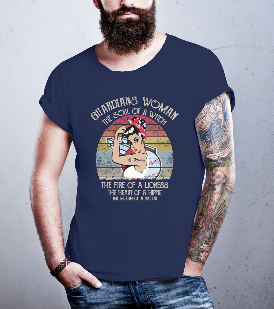 Guardians Woman The Soul Of A Witch The Fire Of A Lioness The Heart Of A Hippie The Mouth Of A Sailor T-Shirt