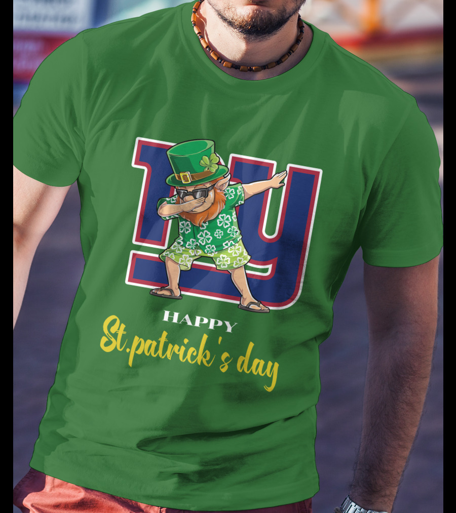 Happy St. Patrick's Day New York Giants Dabbing Leprechaun T-Shirt