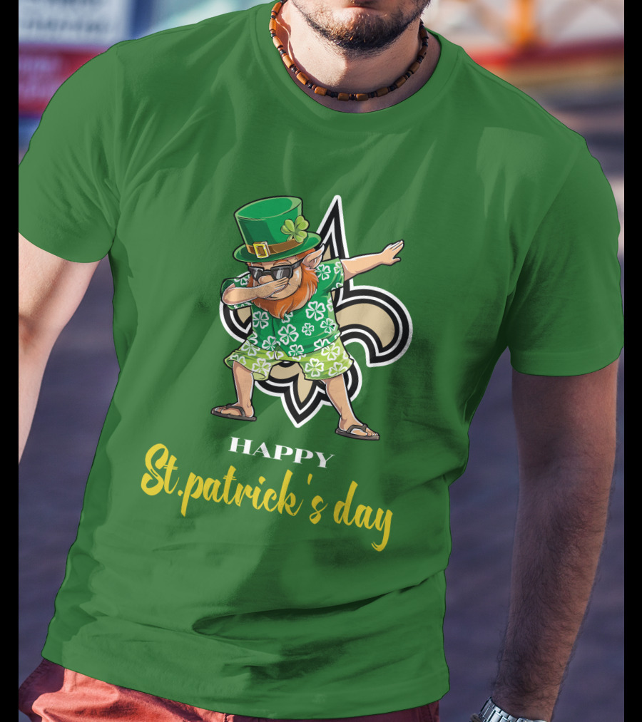 Happy St. Patrick's Day New Orleans Saints Dabbing Leprechaun T-Shirt