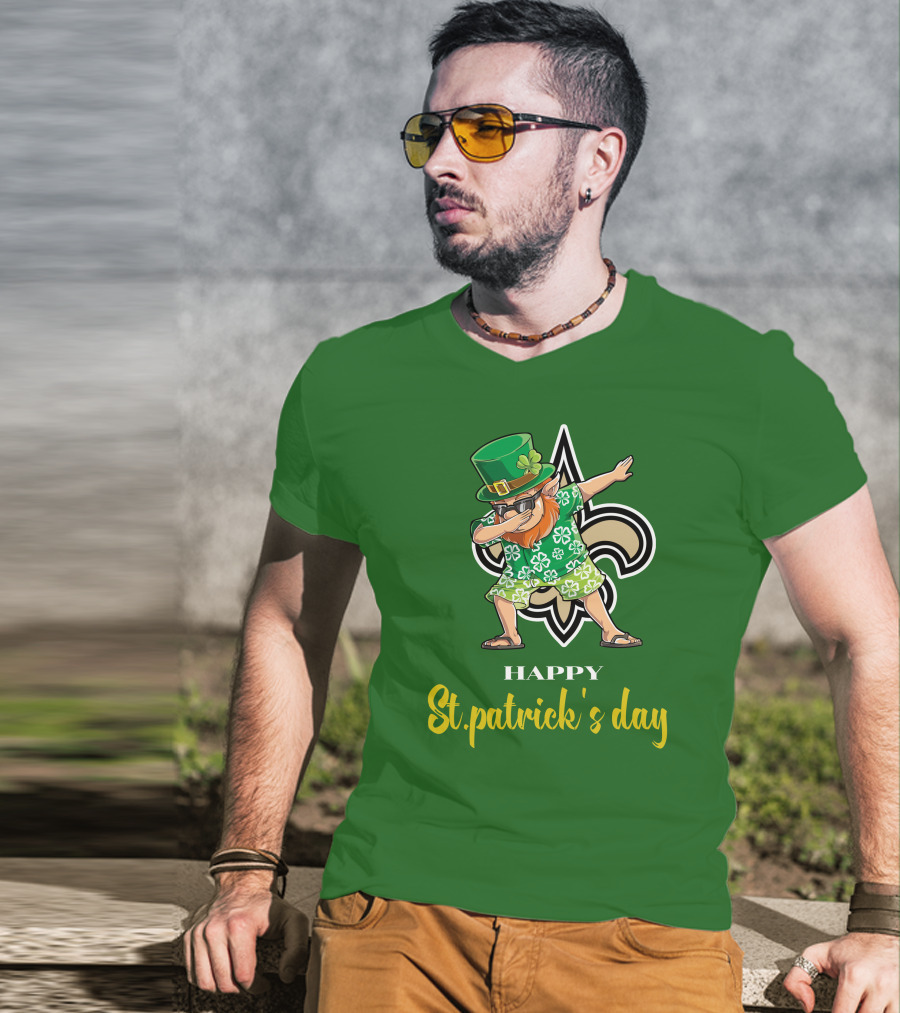 Happy St. Patrick's Day New Orleans Saints Dabbing Leprechaun T-Shirt