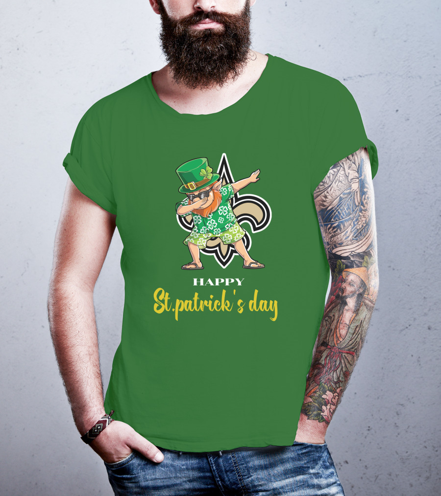 Happy St. Patrick's Day New Orleans Saints Dabbing Leprechaun T-Shirt