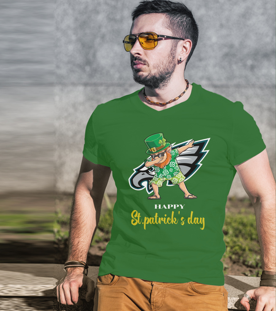 Happy St. Patrick's Day Philadelphia Eagles Dabbing Leprechaun T-Shirt