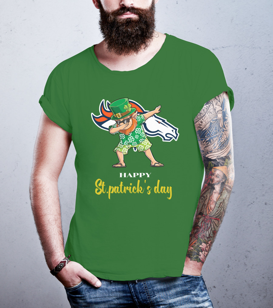 Happy St. Patrick's Day Denver Broncos Dabbing Leprechaun T-Shirt