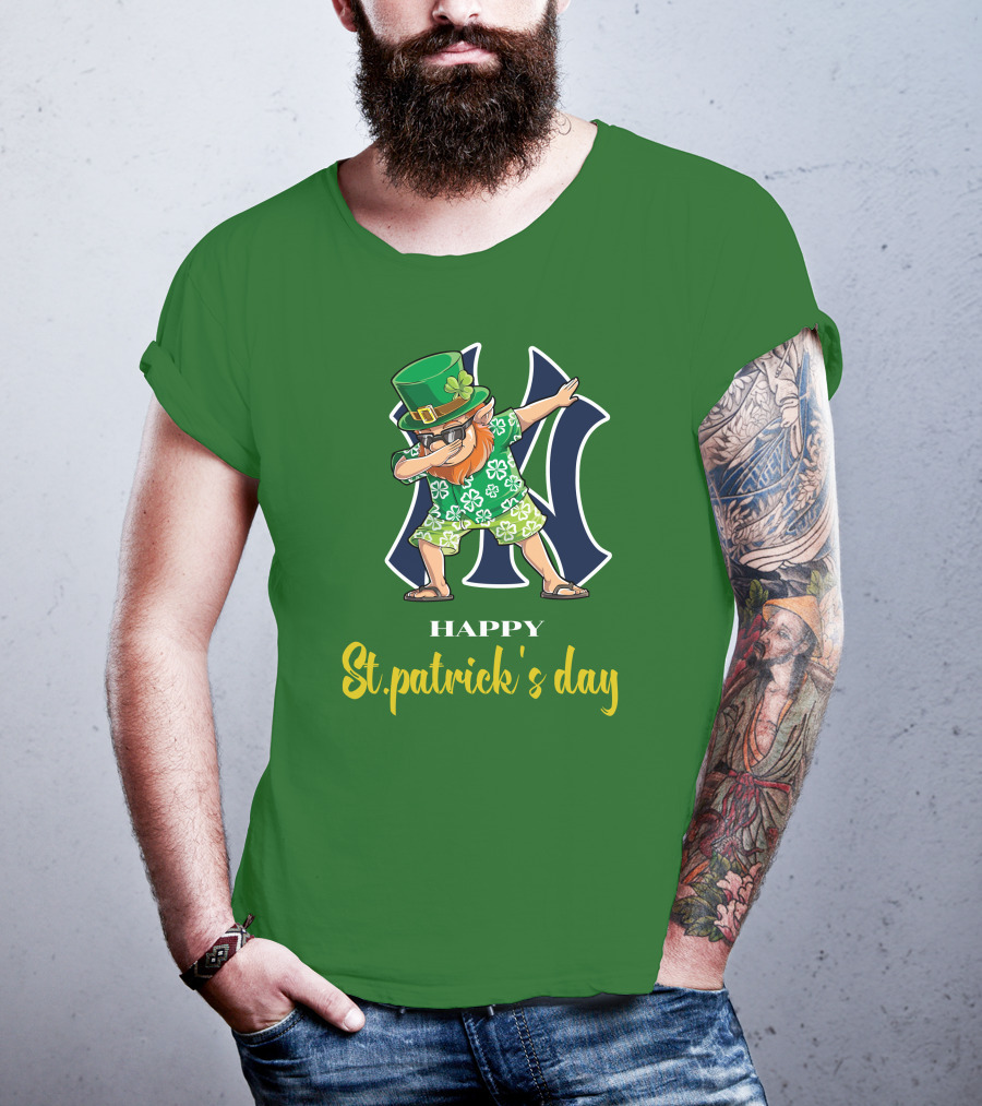 Happy St. Patrick's Day New York Yankees Dabbing Leprechaun T-Shirt