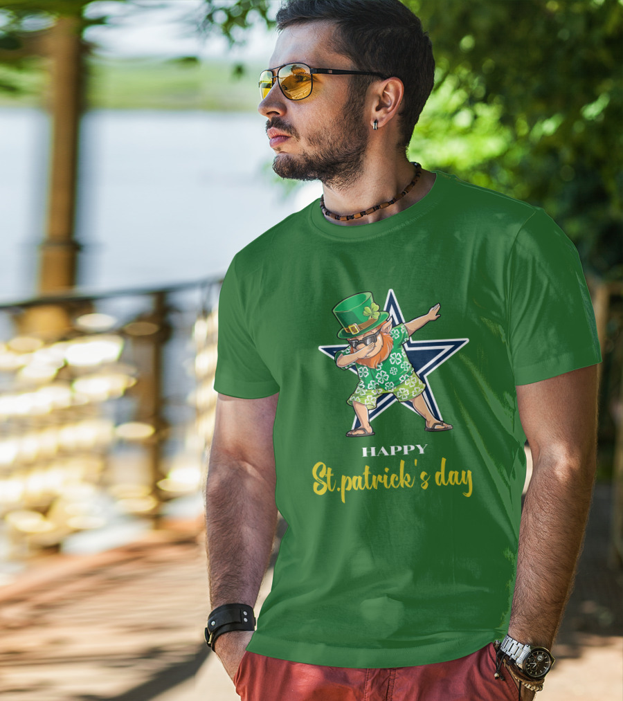 Happy St. Patrick's Day Dallas Cowboys Leprechaun Dabbing T-Shirt