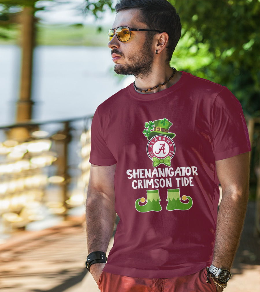 Shenanigator Alabama Crimson Tide St. Patrick's Day Funny Leprechaun T-Shirt