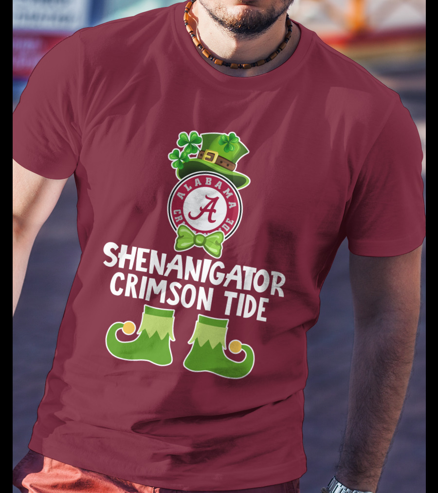 Shenanigator Alabama Crimson Tide St. Patrick's Day Funny Leprechaun T-Shirt