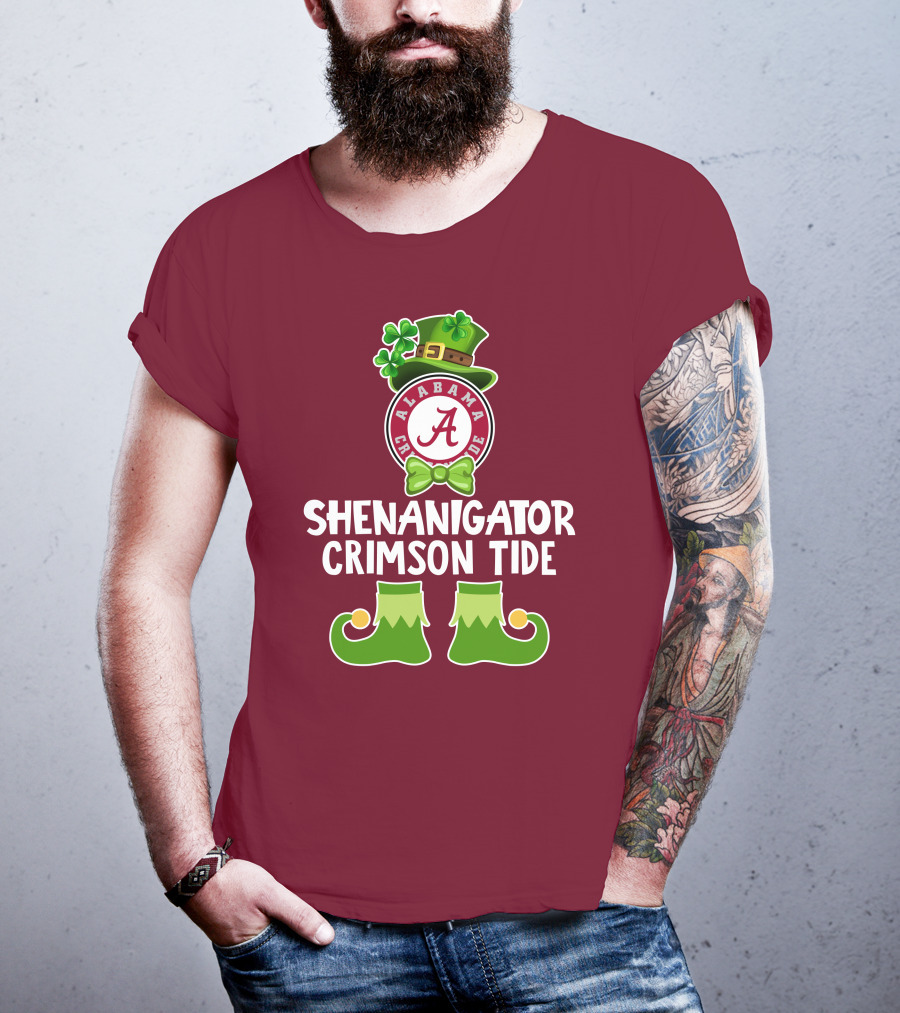 Shenanigator Alabama Crimson Tide St. Patrick's Day Funny Leprechaun T-Shirt