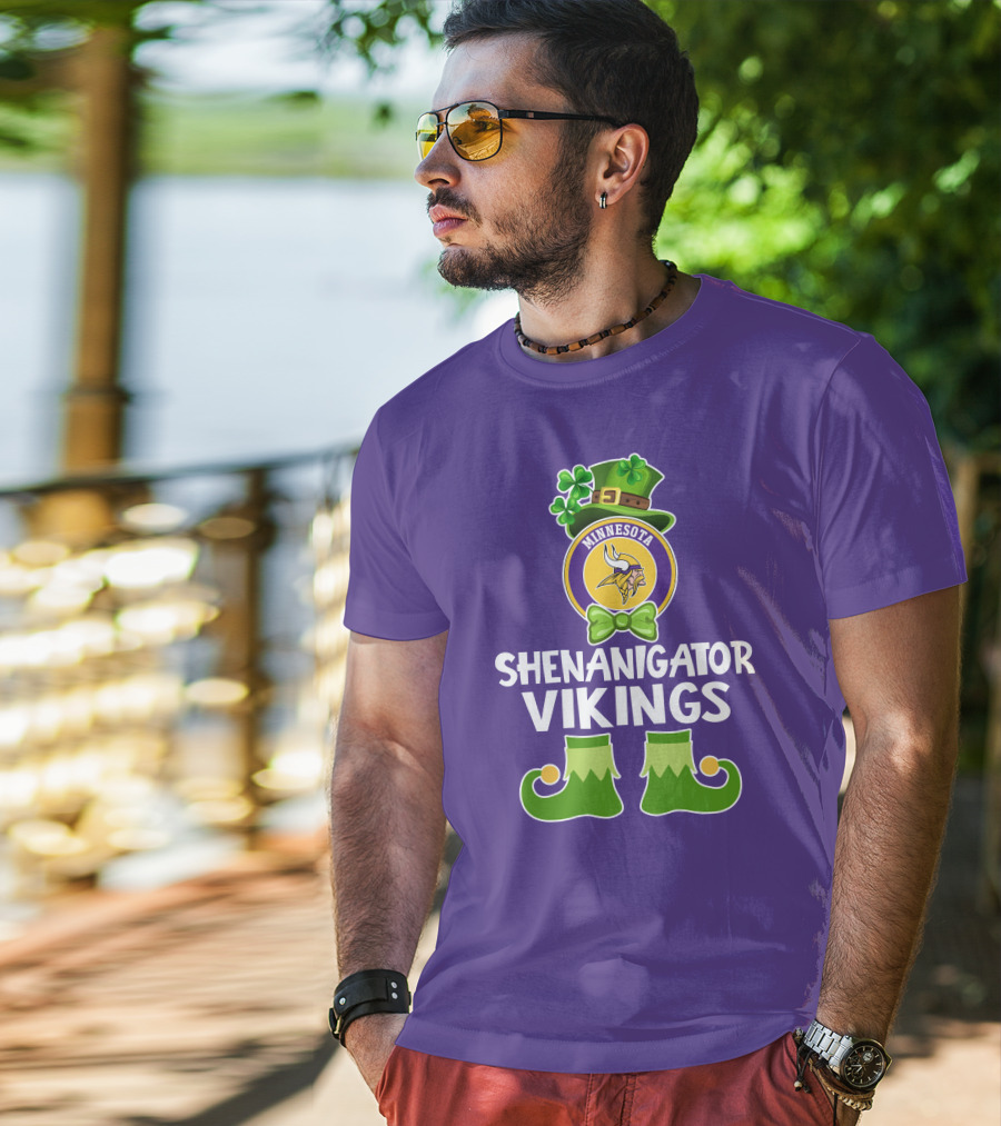 Shenanigator Minnesota Vikings St. Patrick's Day Funny Leprechaun T-Shirt