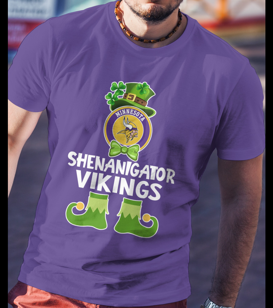 Shenanigator Minnesota Vikings St. Patrick's Day Funny Leprechaun T-Shirt