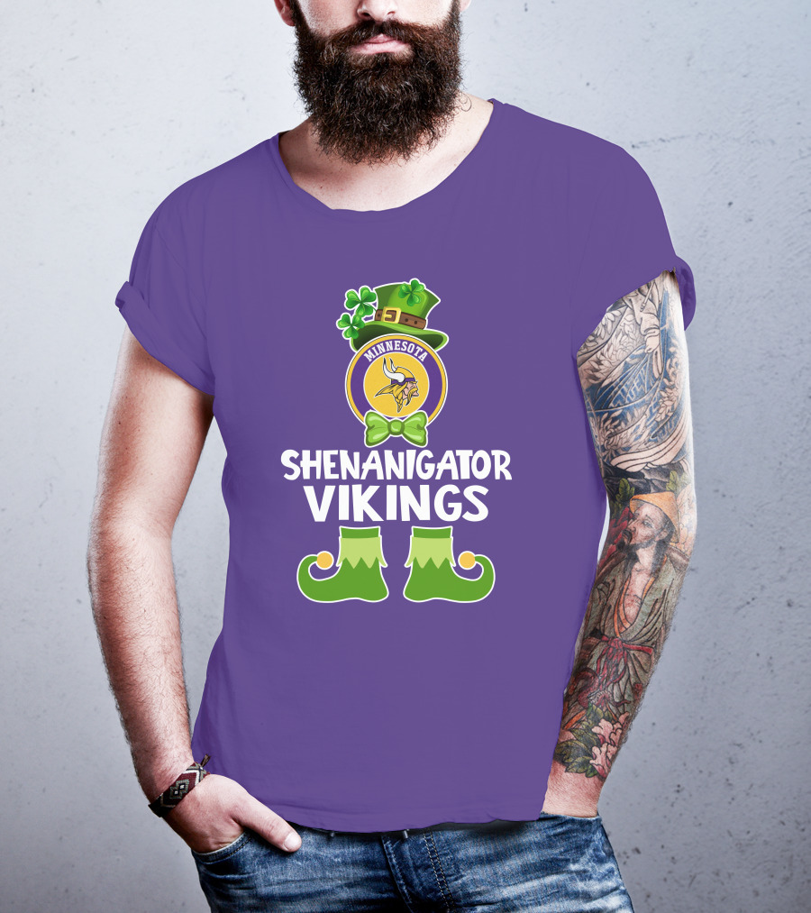Shenanigator Minnesota Vikings St. Patrick's Day Funny Leprechaun T-Shirt