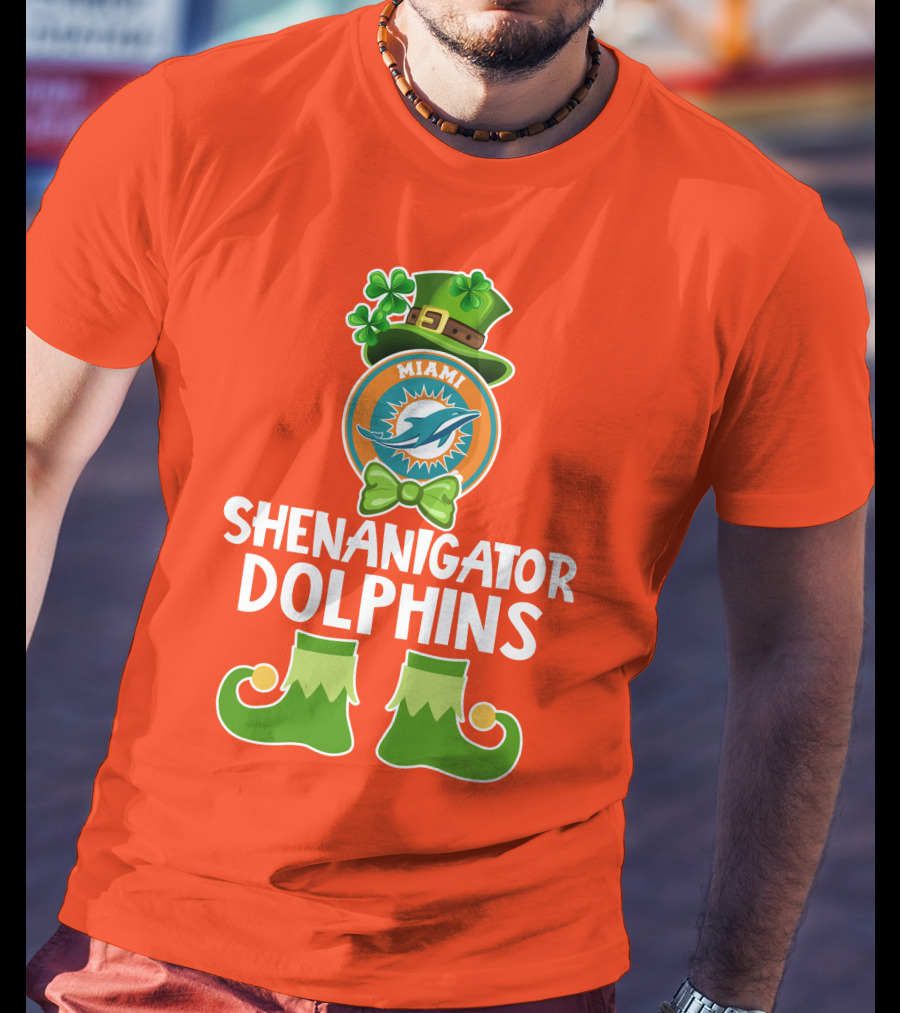 Shenanigator Miami Dolphins St. Patrick's Day Funny Leprechaun T-Shirt