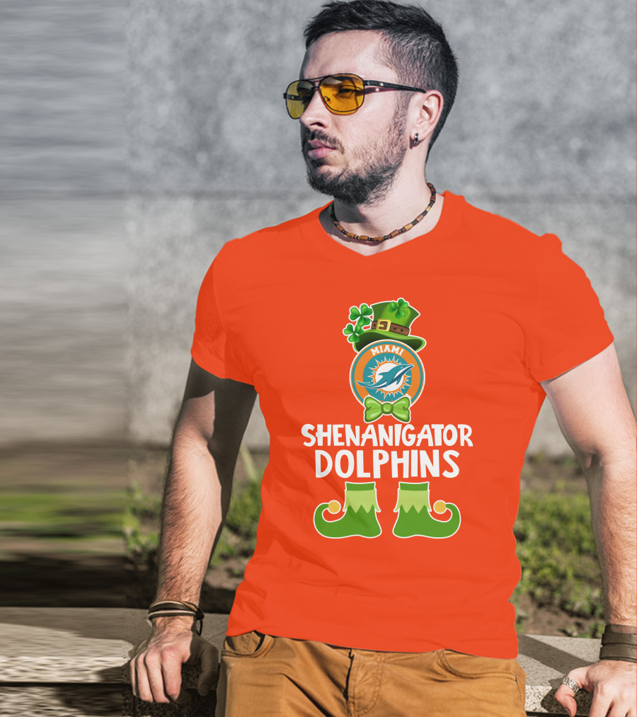 Shenanigator Miami Dolphins St. Patrick's Day Funny Leprechaun T-Shirt