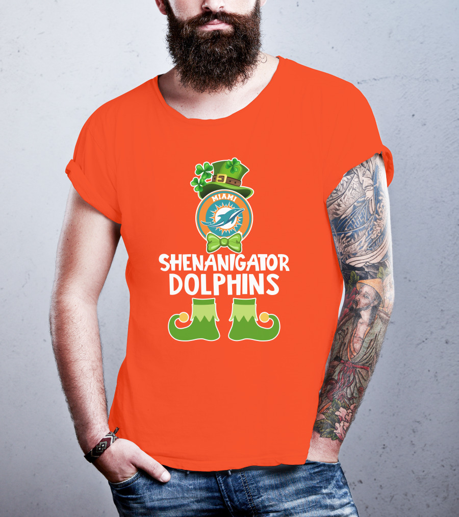Shenanigator Miami Dolphins St. Patrick's Day Funny Leprechaun T-Shirt