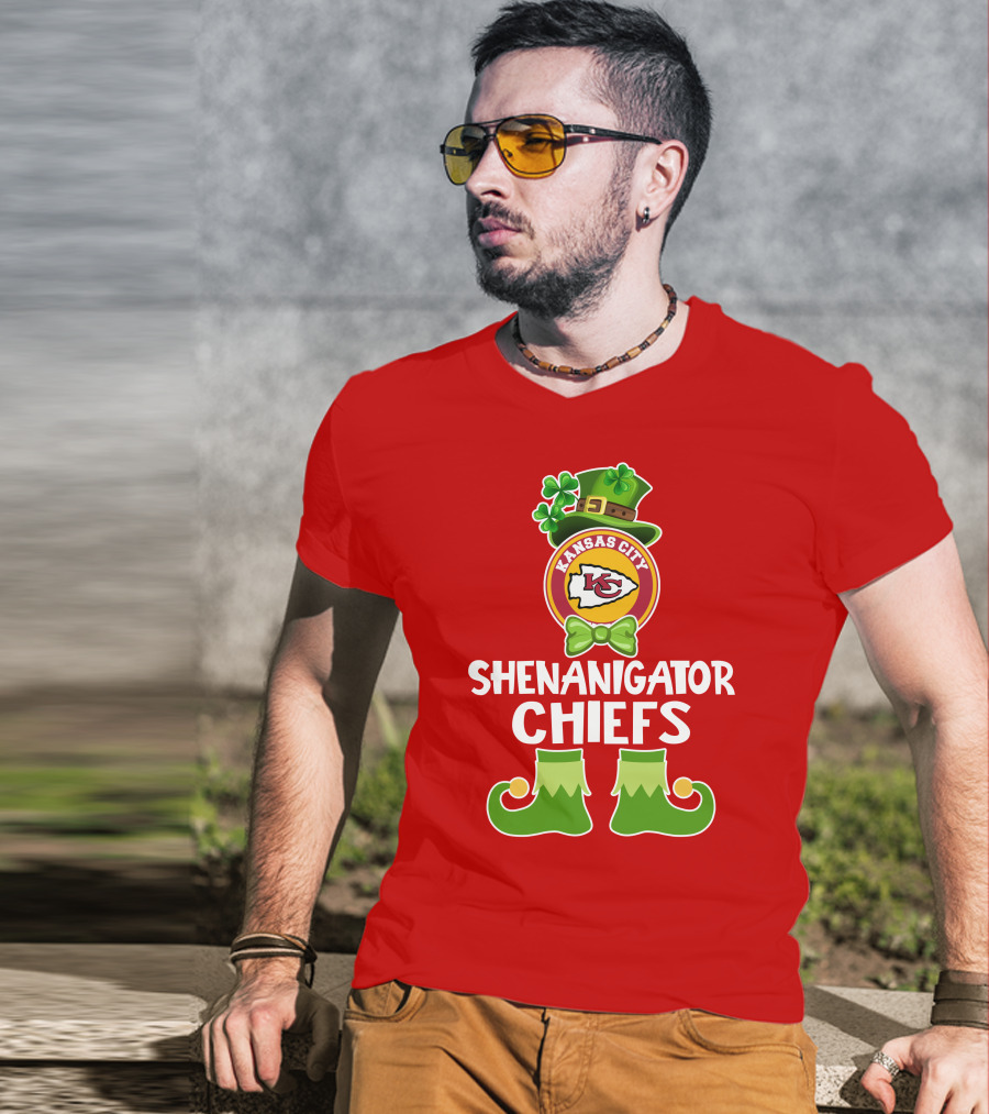 Kansas City Chiefs Shenanigator Leprechaun St. Patrick's Day Fun T-Shirt