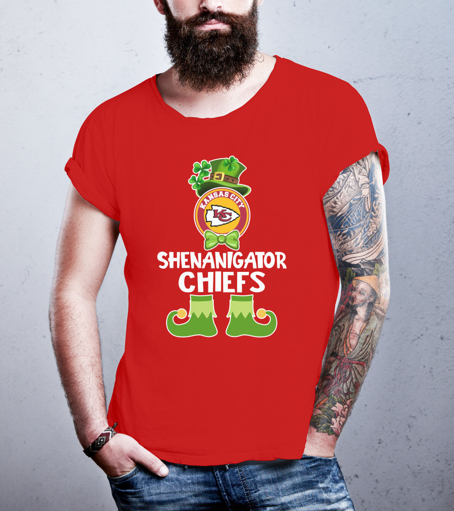 Kansas City Chiefs Shenanigator Leprechaun St. Patrick's Day Fun T-Shirt