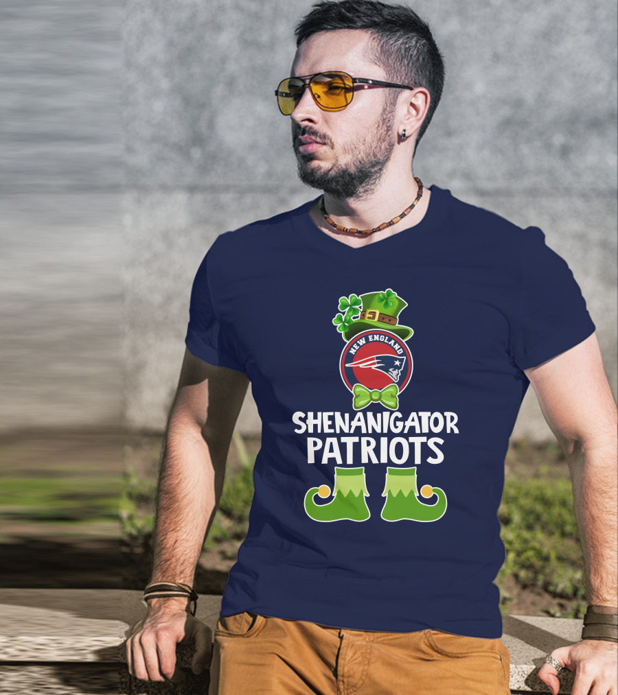 Funny Leprechaun St. Patrick's Day Shenanigator New England Patriots T-Shirt