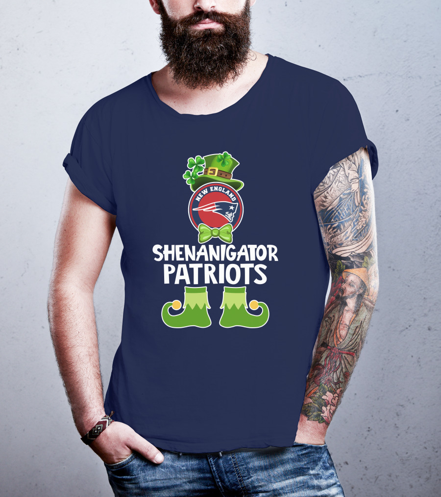 Funny Leprechaun St. Patrick's Day Shenanigator New England Patriots T-Shirt