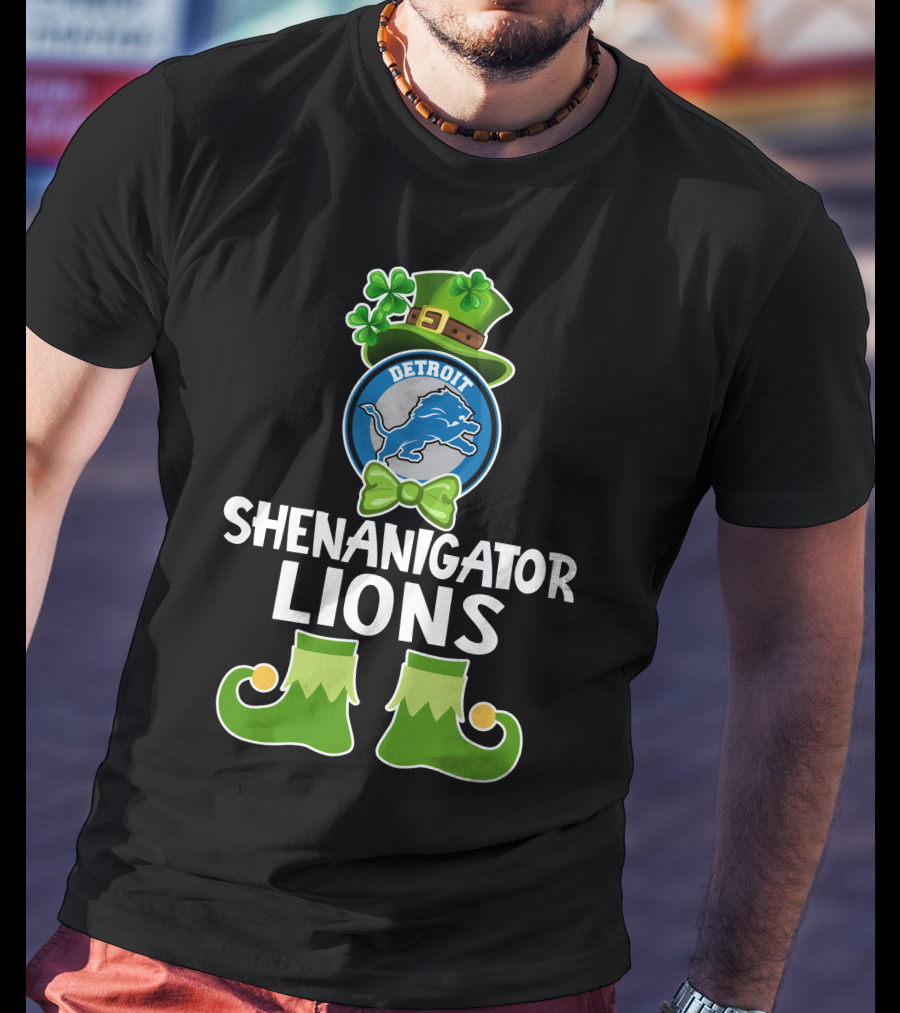 Detroit Shenanigator Leprechaun Lions St. Patrick's Day T-Shirt