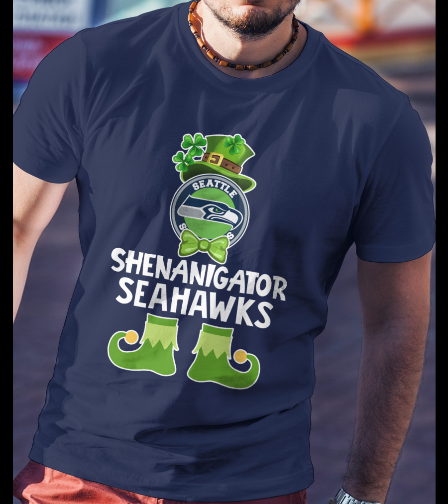 Shenanigator Leprechaun St. Patrick's Day Seattle Seahawks T-Shirt