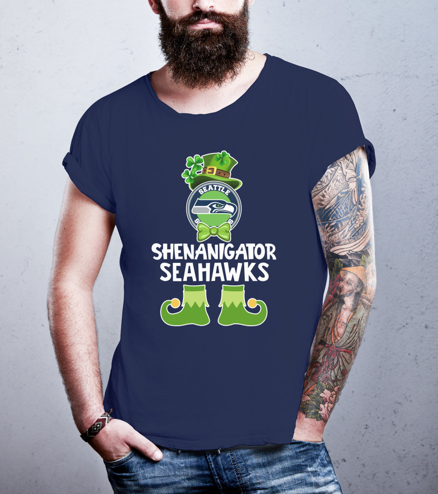 Shenanigator Leprechaun St. Patrick's Day Seattle Seahawks T-Shirt
