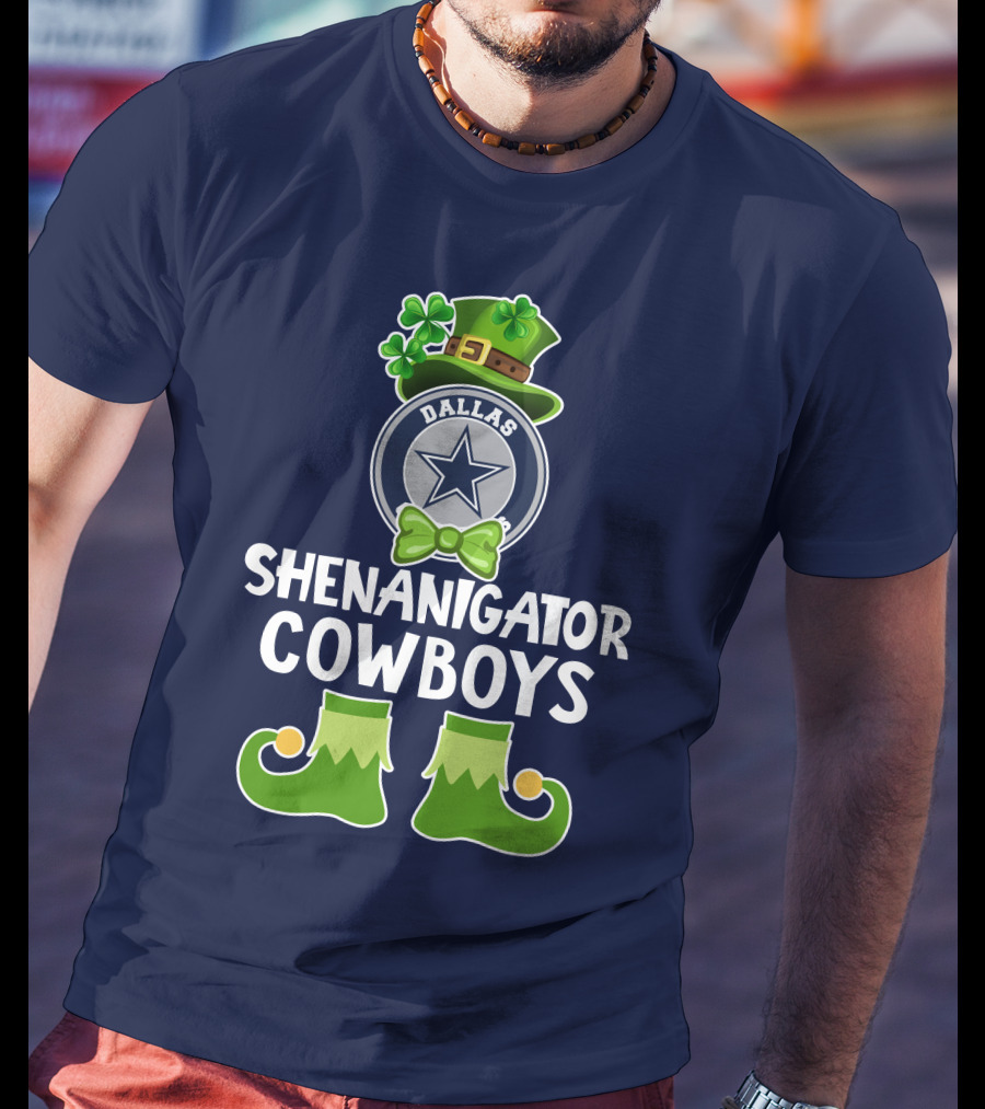 Shenanigator Dallas Cowboys Leprechaun St. Patrick's Day Fun T-Shirt