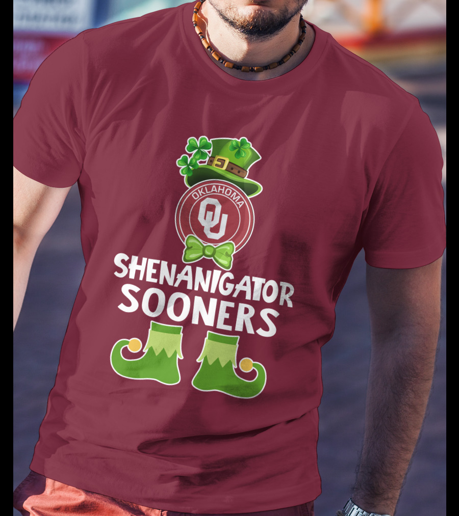 Shenanigator Oklahoma Sooners Funny Leprechaun St. Patrick's Day T-Shirt