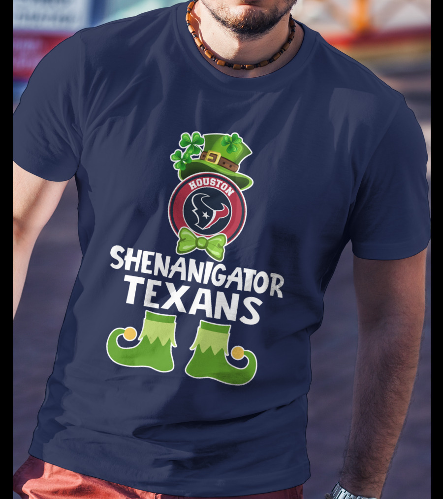 Shenanigator Houston Texans Leprechaun St. Patrick's Day T-Shirt