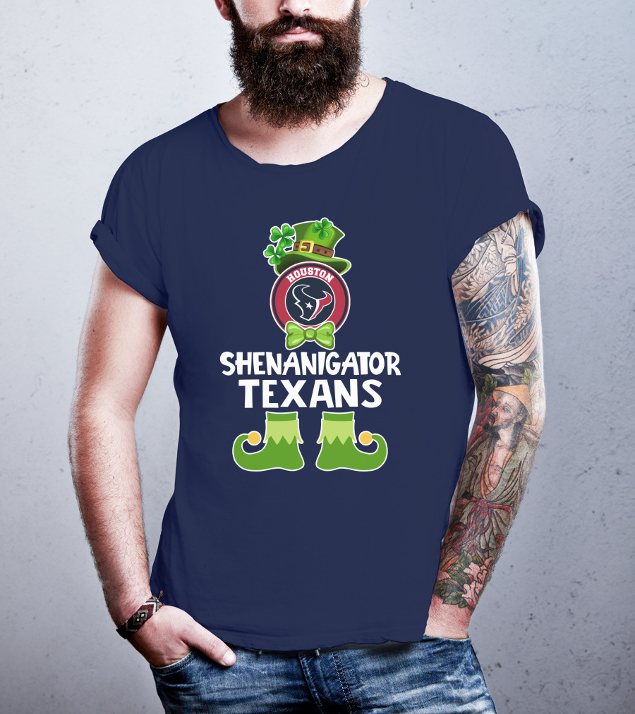 Shenanigator Houston Texans Leprechaun St. Patrick's Day T-Shirt
