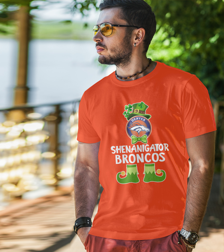 Shenanigator Denver Broncos Funny Leprechaun St. Patrick's Day T-Shirt