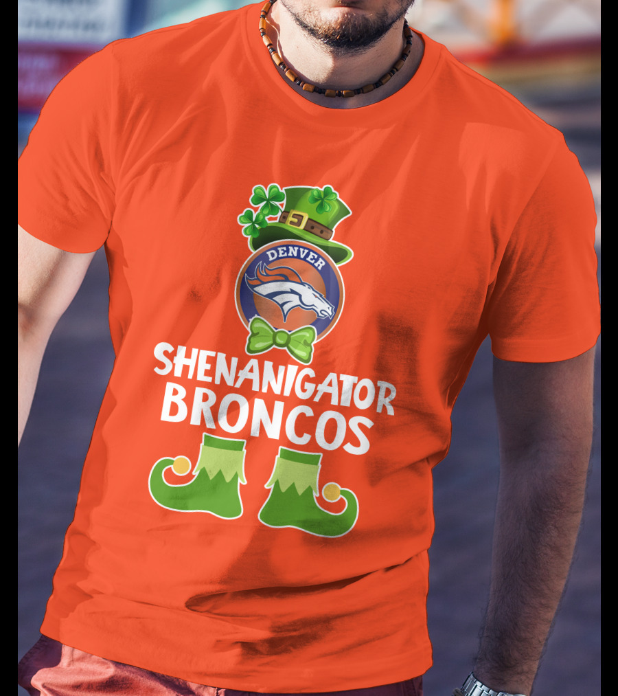 Shenanigator Denver Broncos Funny Leprechaun St. Patrick's Day T-Shirt