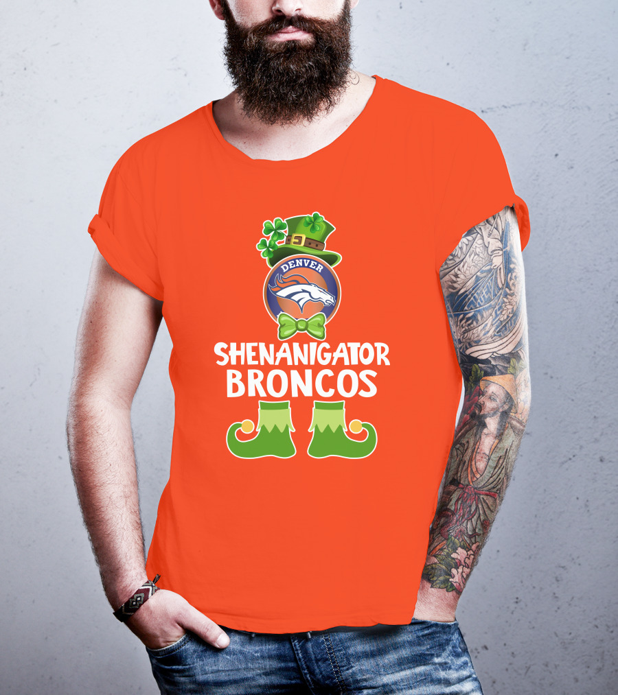 Shenanigator Denver Broncos Funny Leprechaun St. Patrick's Day T-Shirt