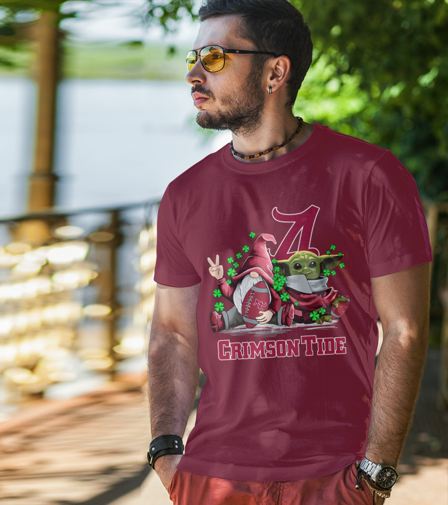 Leprechauns Gnomes Baby Yoda Alabama Crimson Tide Football T-Shirt