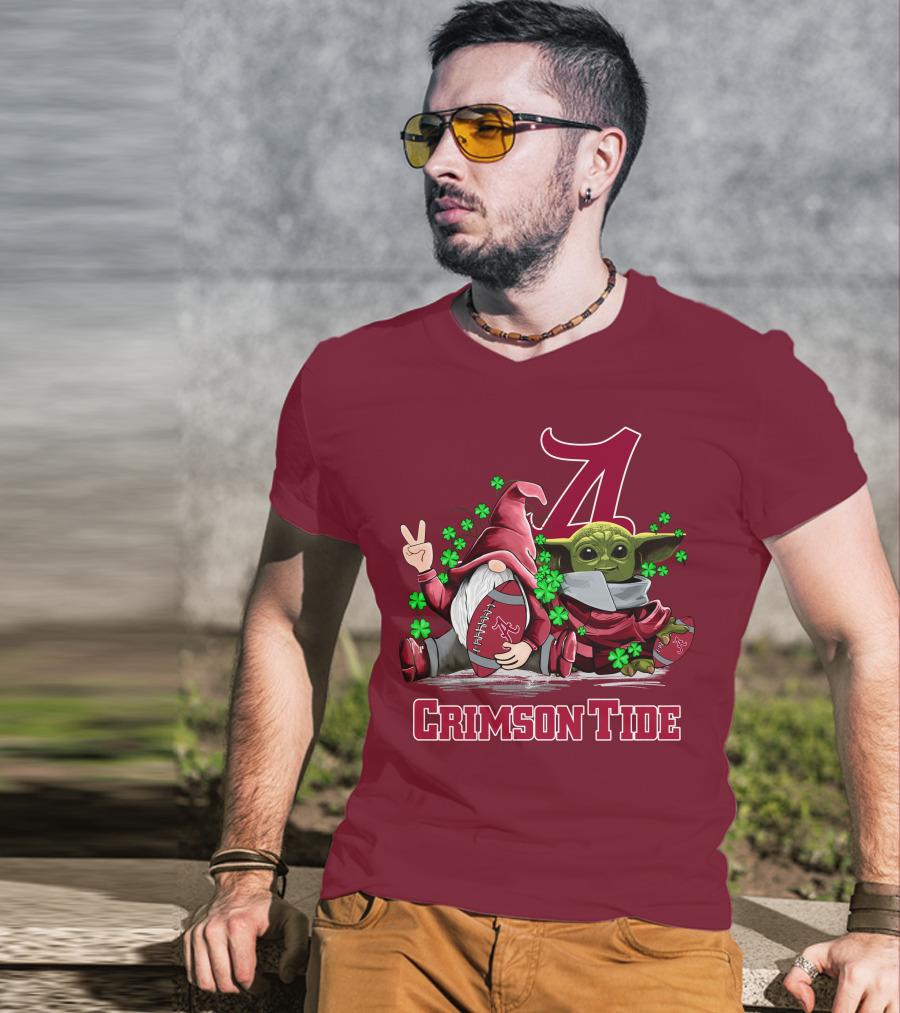 Leprechauns Gnomes Baby Yoda Alabama Crimson Tide Football T-Shirt