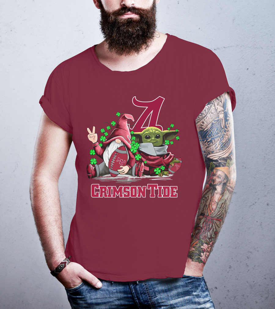 Leprechauns Gnomes Baby Yoda Alabama Crimson Tide Football T-Shirt