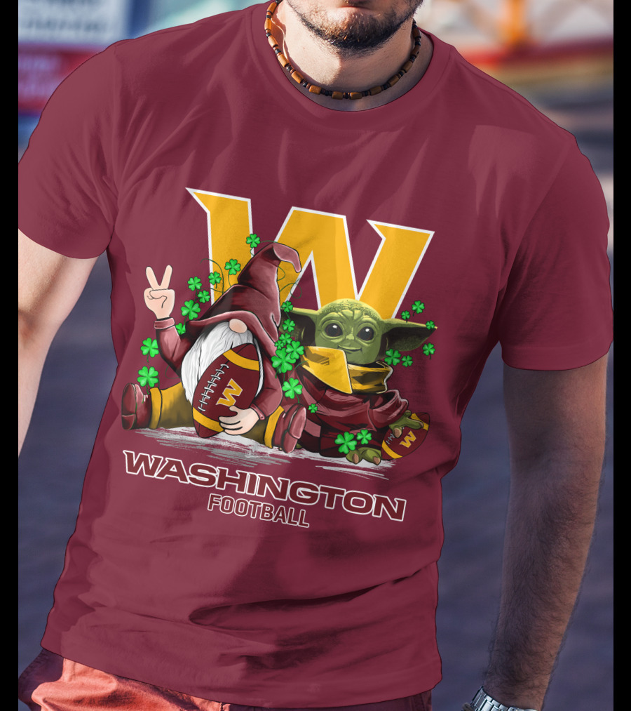 Leprechauns Gnomes Baby Yoda Hug Washington Football Team W Football T-Shirt