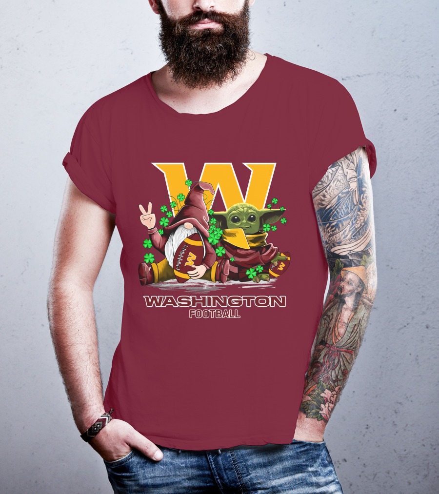 Leprechauns Gnomes Baby Yoda Hug Washington Football Team W Football T-Shirt