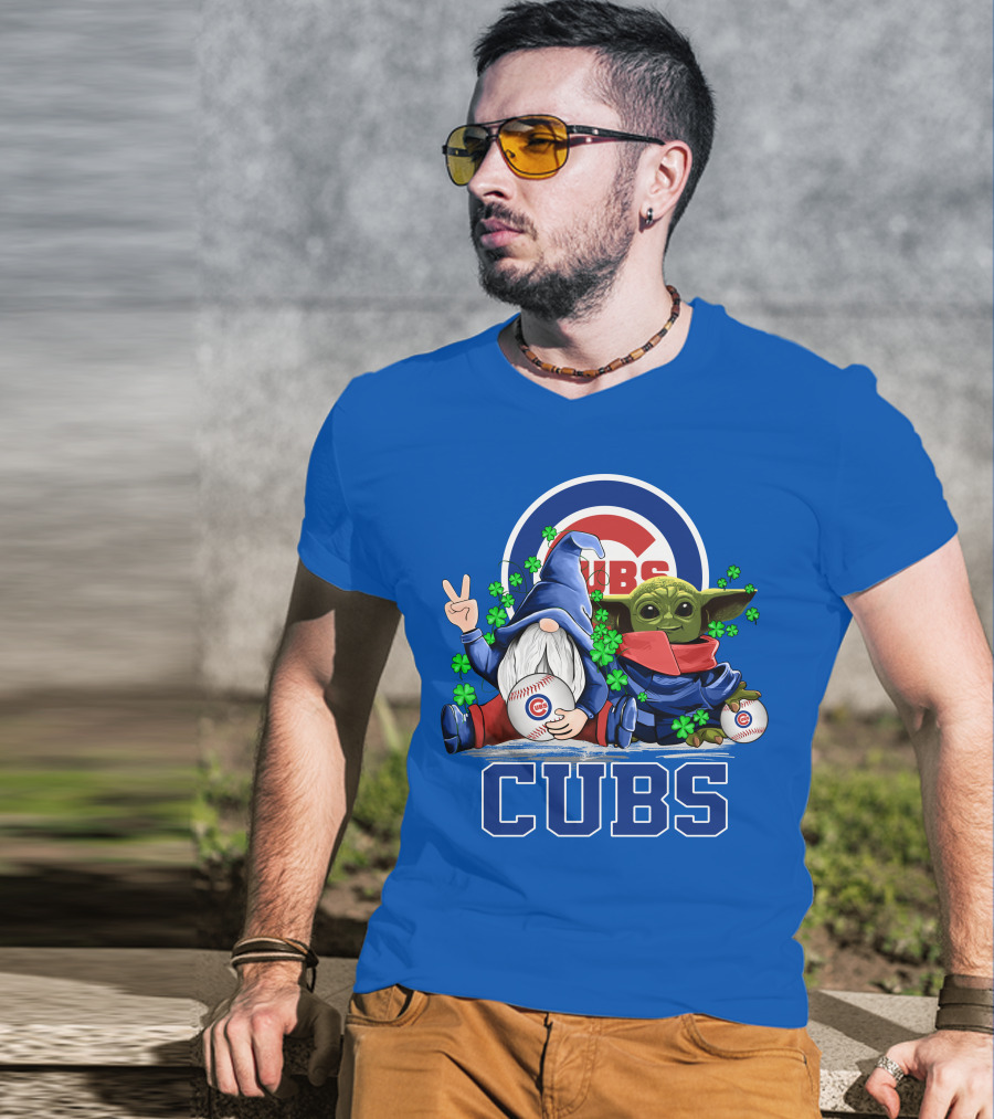Chicago Cubs Leprechauns Gnomes Baby Yoda Baseball T-Shirt