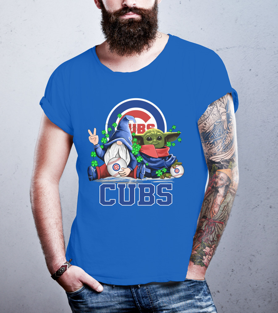 Chicago Cubs Leprechauns Gnomes Baby Yoda Baseball T-Shirt