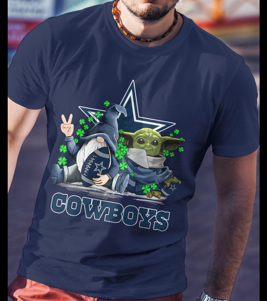 Cowboys Gnome Baby Yoda Shamrocks Dallas Football T-Shirt