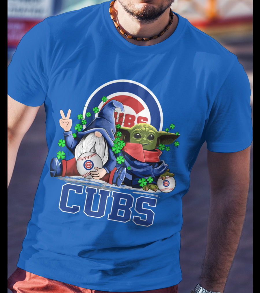 Chicago Cubs Leprechaun Gnome Baby Yoda Baseball Clover T-Shirt