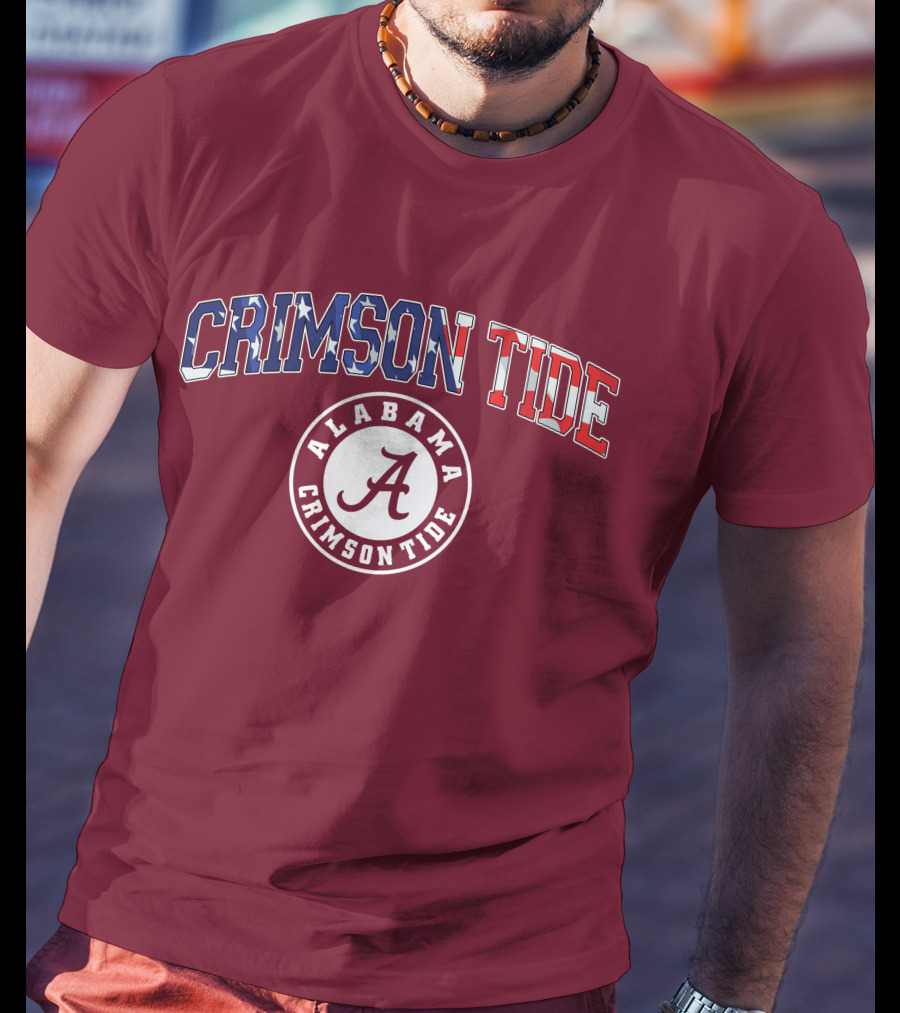 Alabama Crimson Tide American Flag Crimson Tide Circle T-Shirt