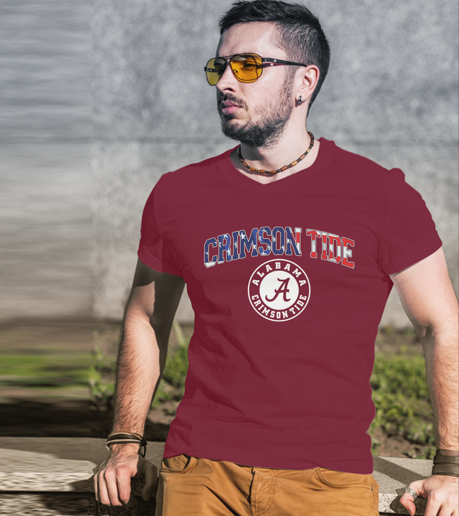 Alabama Crimson Tide American Flag Crimson Tide Circle T-Shirt