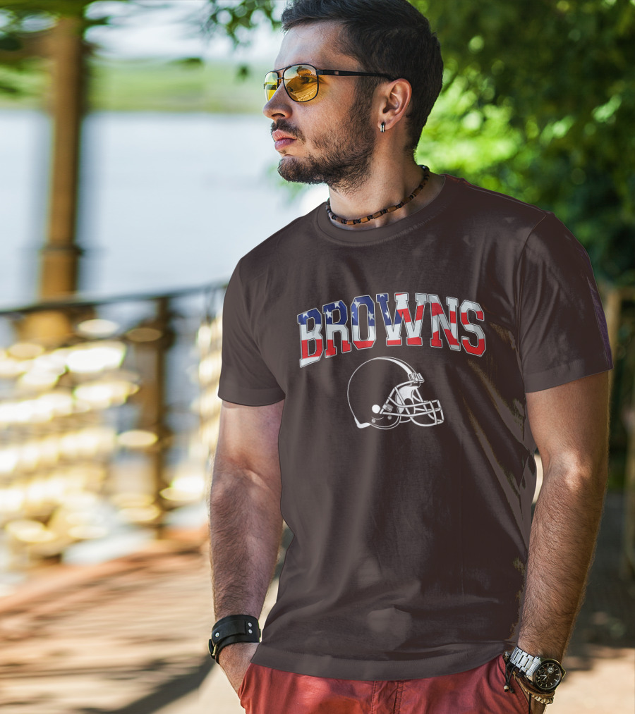 Browns American Flag Helmet T-Shirt