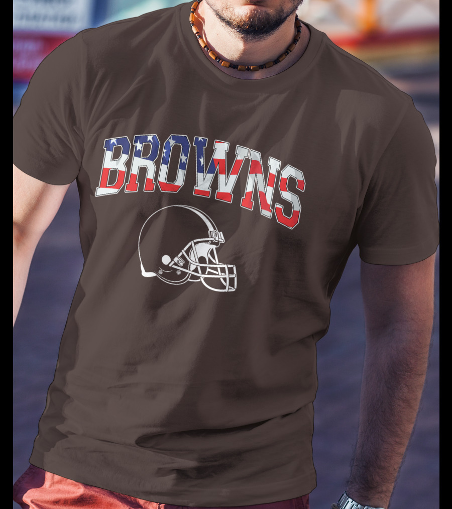 Browns American Flag Helmet T-Shirt