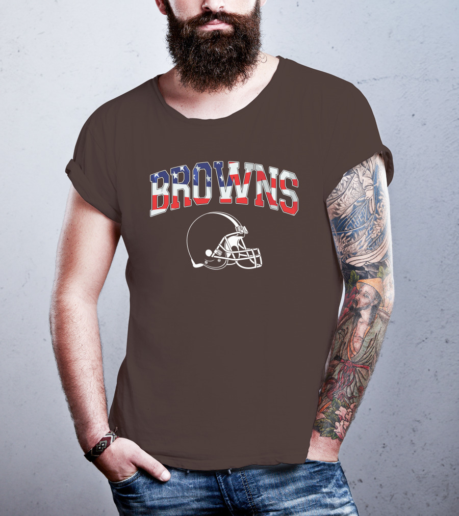 Browns American Flag Helmet T-Shirt