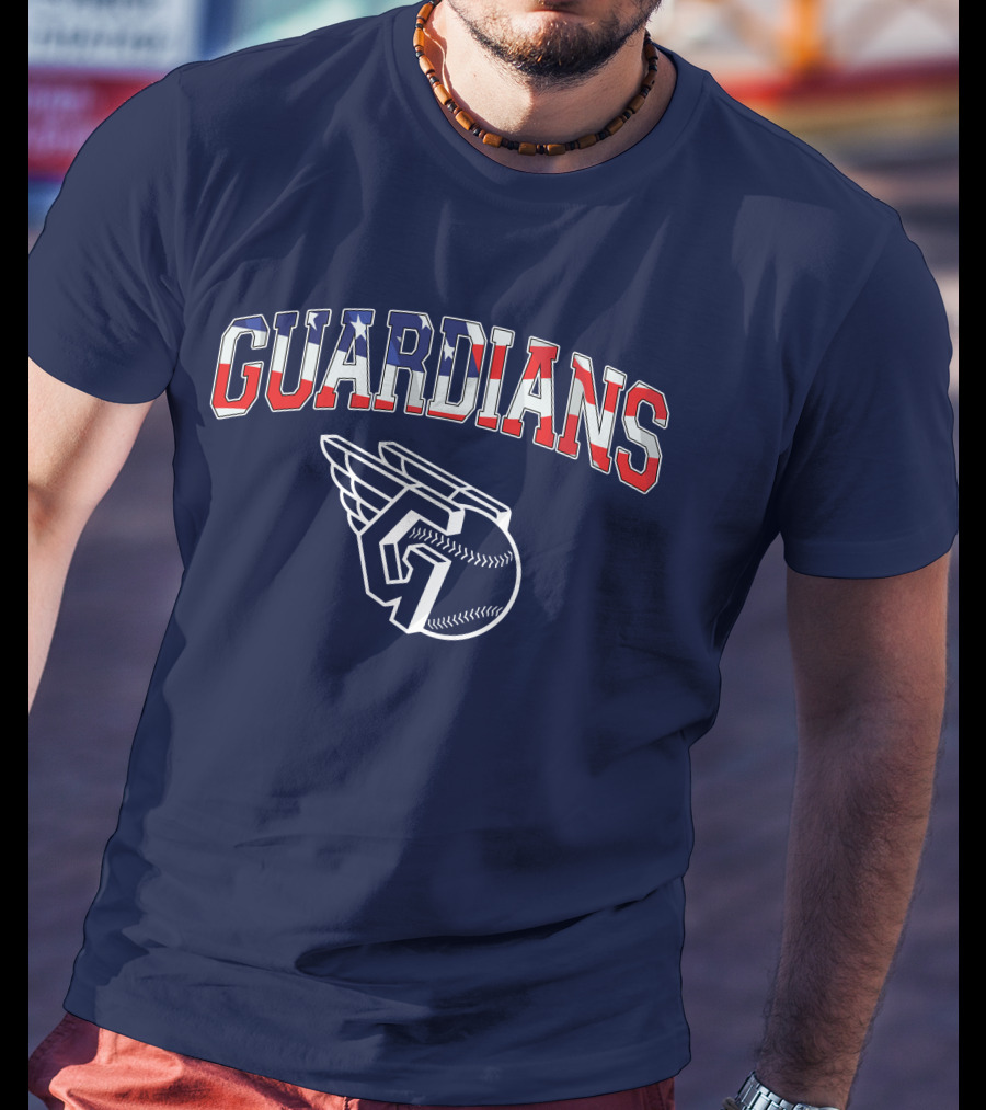 Guardians American Flag Baseball Emblem T-Shirt